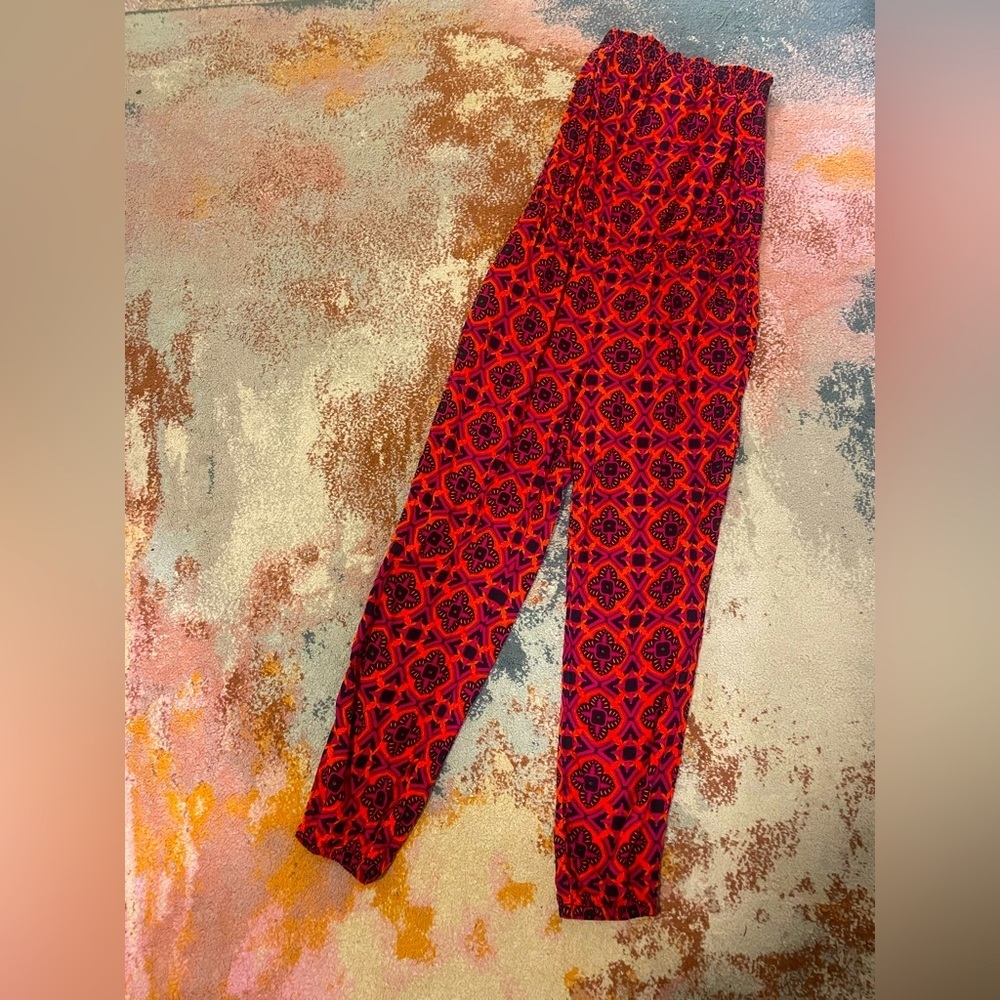 Banana‎ Republic Strapless Patterned Jumpsuit Red Purple Navy Size 2 Pockets